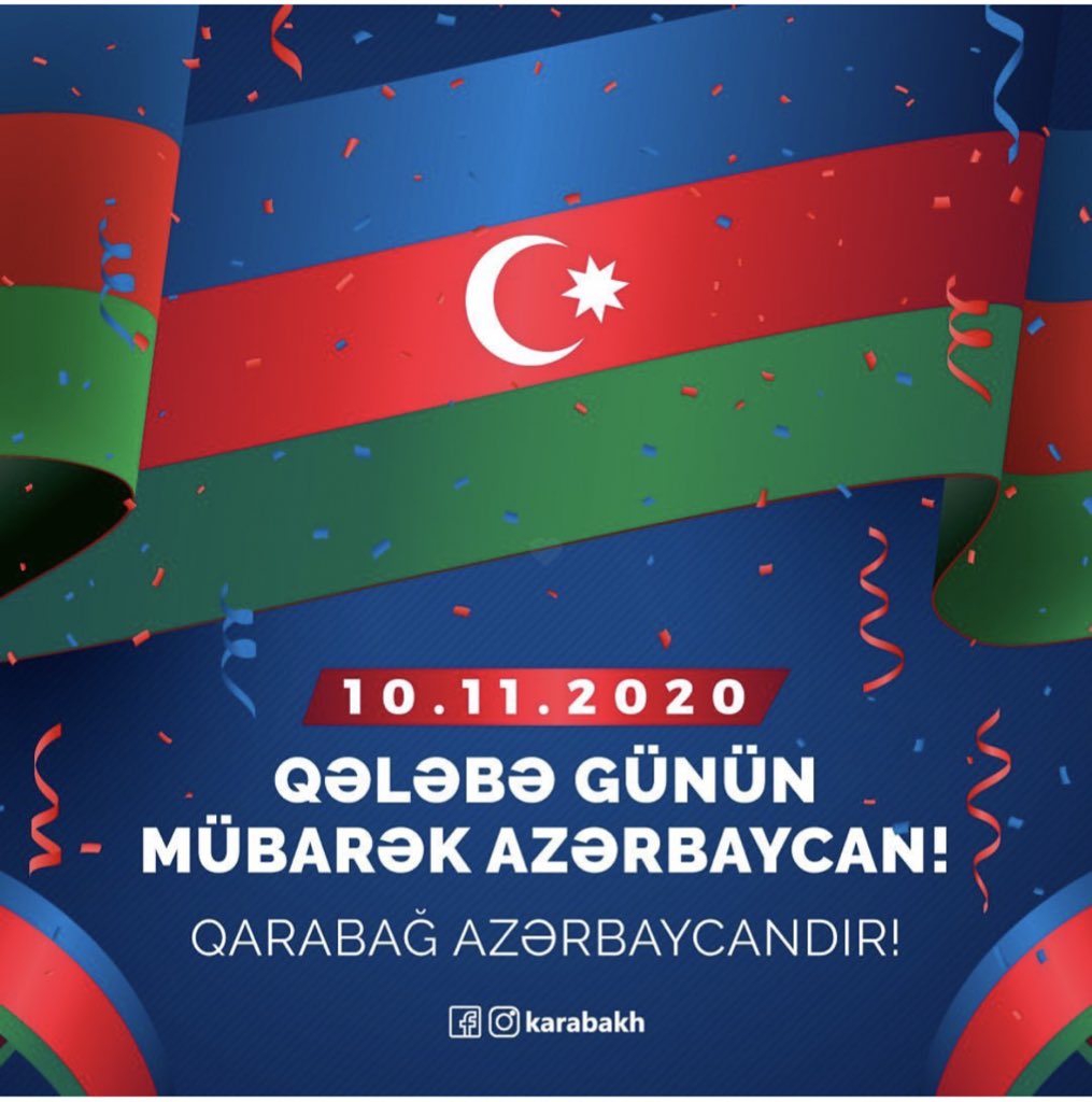 10.11.2020🎉🎉🇦🇿🇦🇿💙❤️💚
#KarabakhisAzerbaijan 
#Azerbaijan