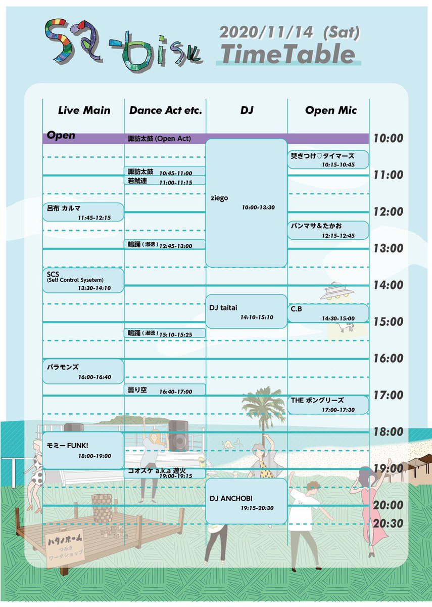 Rhymeboy's tweet photo. 【#今週】
11.14.Sat
〓Sa-bisu〓
at Camping site in Cafe goofy 西尾
START 10:00
※入場無料
▪︎Live
呂布カルマ
モミーFUNK!
バラモンズ
SCS(Self Control System)
▪︎Band
C.B
THEボングリーズ
バンマサ&たかお
焚きつけ♡タイマーズ
▪︎DJ
ziego
DJ ANCHOBI
DJ taitai.
and more
#愛知 https://t.co/MPL9eODwxL