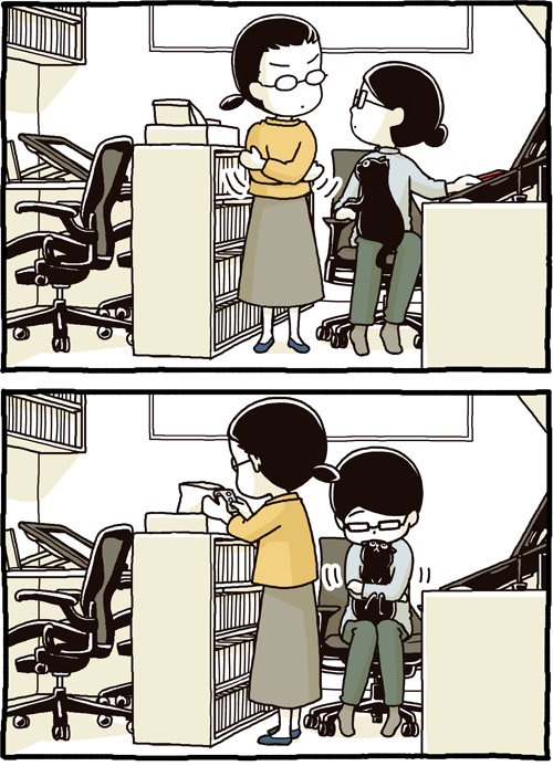 たき りょうこ 私の膝の上で 猫がまるめこまれている