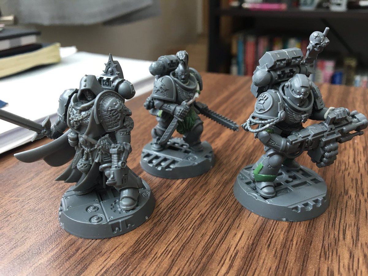 wackostracko's tweet photo. Still needs a lot of work, but Antor Delassio, The Cursed Young Prince is getting ready to cross the rubicon to meet his buddies in primaris life #deathwatchoverkill #warhammer40k https://t.co/J3XPGErrTA