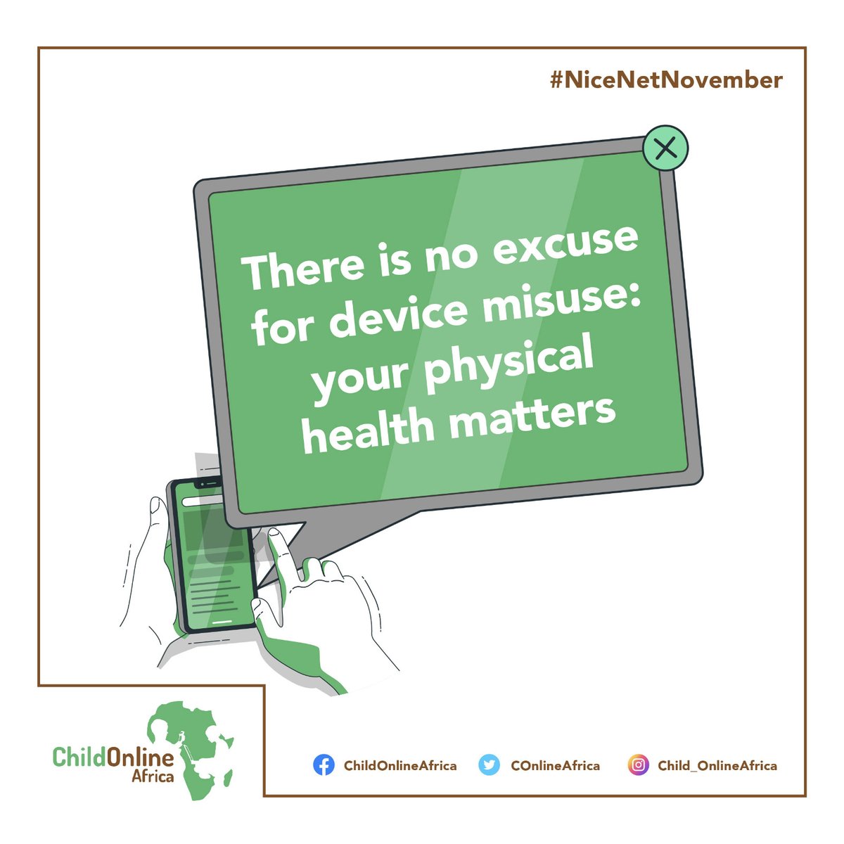 COnlineAfrica's tweet image. Balance is one of the SOPs when it comes to device with connectivity.#NiceNetNovember #COP4Africa #ADLProgramme #DQEveryChild