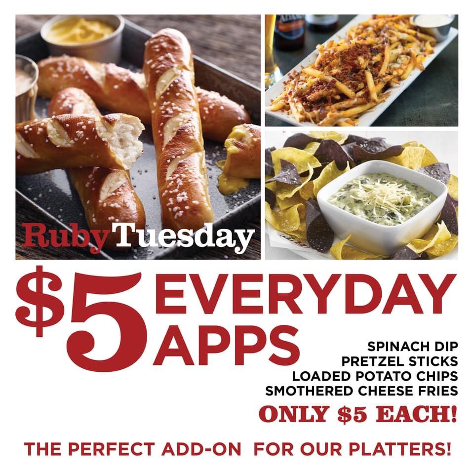 GPOguam's tweet photo. Spend your Tuesday with Ruby Tuesday. Order to go with a perfect add on that is worth $5 only !  

📞647-7828/9 To place your curbside pickup today! 

Ruby Tuesday is open 11am - 8pm daily.

#guampremieroutlets #gpoguam #guam #guamfood #rubytuesdayguam #gpoEATS https://t.co/6UZKtrI3nd