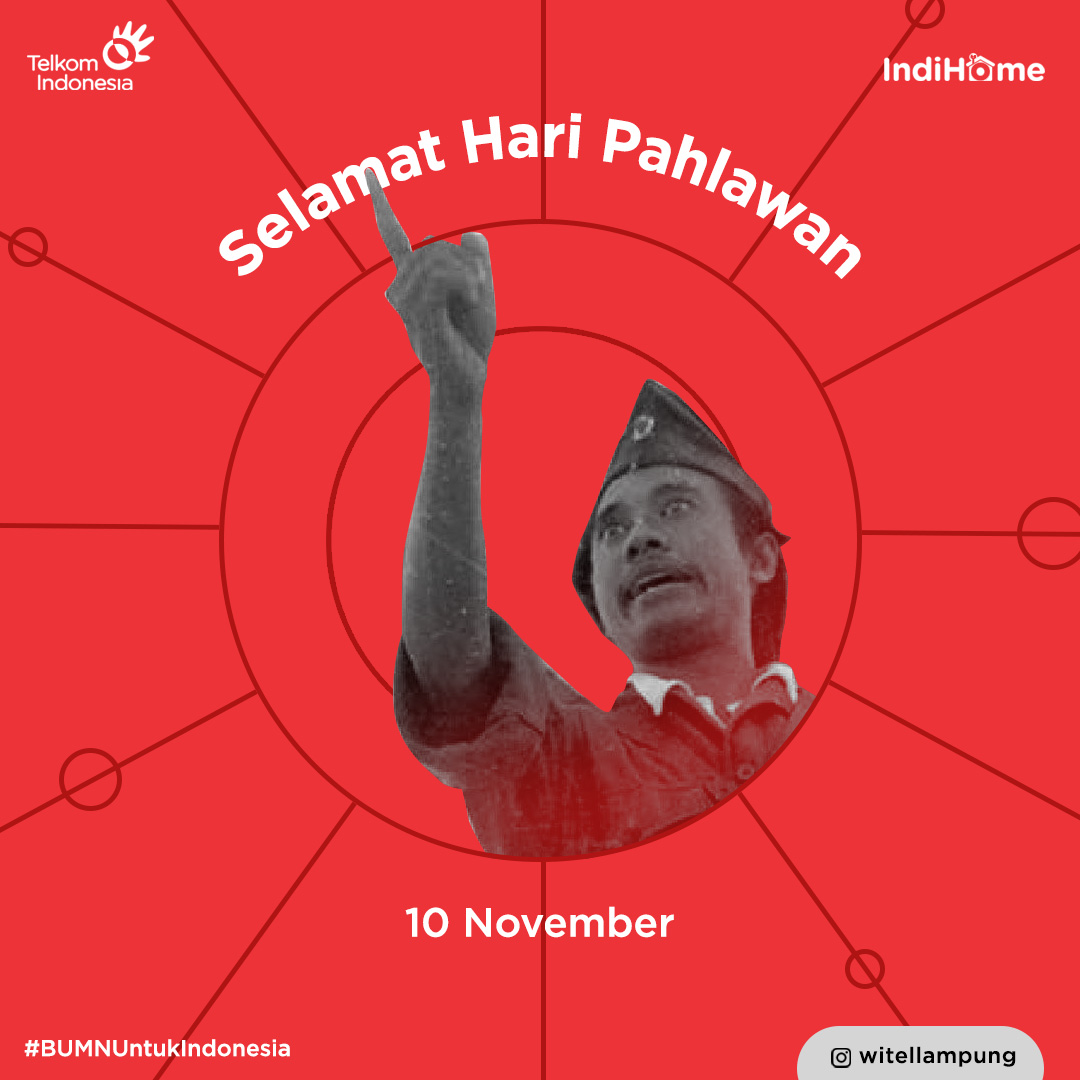 LampungTelkom's tweet photo. Selamat hari pahlawan 10 November 2020

Mari bersama kita perkokoh persatuan untuk membangun Negeri dengan semangat kepahlawanan.
.
#haripahlawan2020 #haripahlwan2020 #telkomindonesia #indihome #witellampung #indihomelampung #bumnuntukindonesia https://t.co/uuIcrSn1Kw