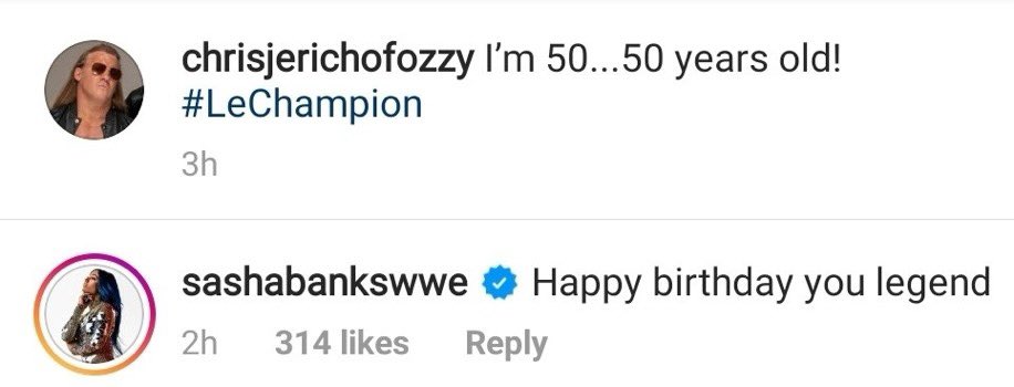  This person is mad that Sasha said happy birthday to Chris Jericho 