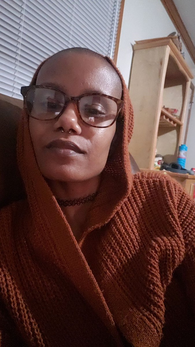 genesiz613's tweet photo. Annnddd im back!! Watchin scary movies, all by my lonesome, cute as I wanna be!
#BaldIsBeautiful! #HappyWithMyBaldHead
#FutureDisabledModel
(Genesiz w/bald head in a brown hooded sweater with glasses) https://t.co/ch4Sm0u8je