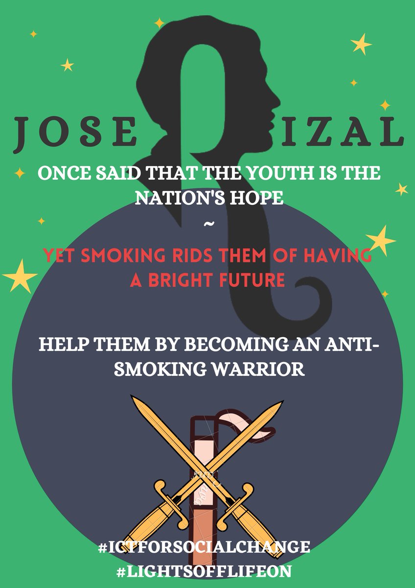 LightsOffLifeOn's tweet photo. "Ang kabataan ang pag-asa ng bayan" said Jose Rizal. But, our fellow teens cannot bring hope due to the harmful influence of teen smoking. To help them, join us as we advocate for anti-teen smoking to help them change for the better.

#ICTForSocialChange
#LightsOffLifeOn

💚🚭 https://t.co/OKeR6z3uV3