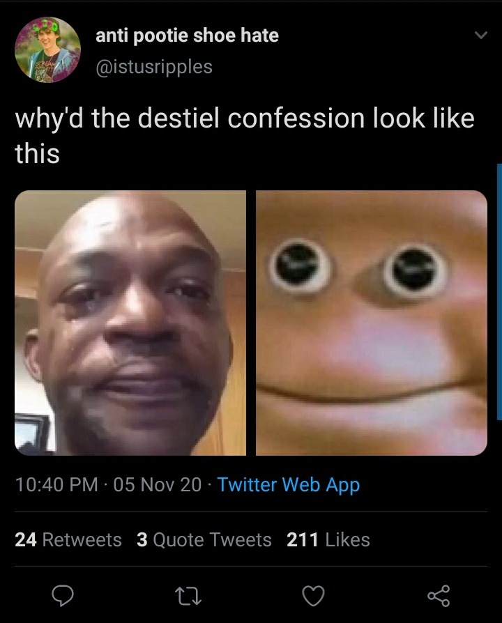HereForJenmish's tweet photo. Laughing to keep from crying #DESTIELisCANON #Destiel𓂺 https://t.co/cWCJASIuus