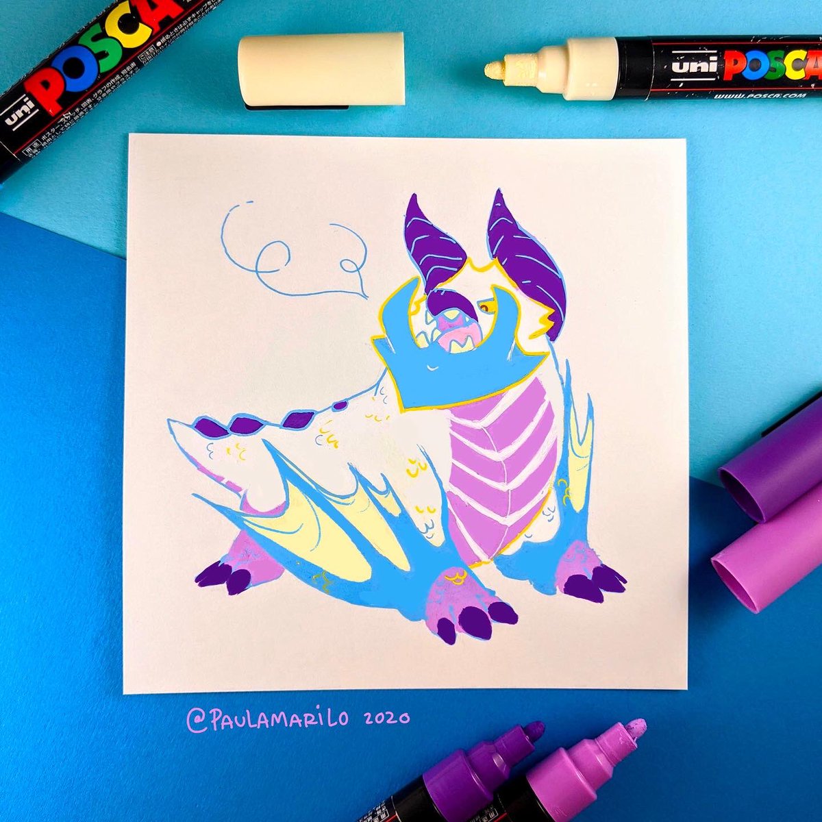 paulamarilo's tweet photo. Day 12
#MariloBeastober : Toothy
#Creatober2020 : Prehistoric + Tundra
Long ago, Winged Taurodons dominated the land. They used their giant tusks for digging vast snow tunnels.
#posca #poscaart #inktober #drawingprompt #peachtober20  #inktober2020 #tintubre #creaturedesign https://t.co/W3OJfana24