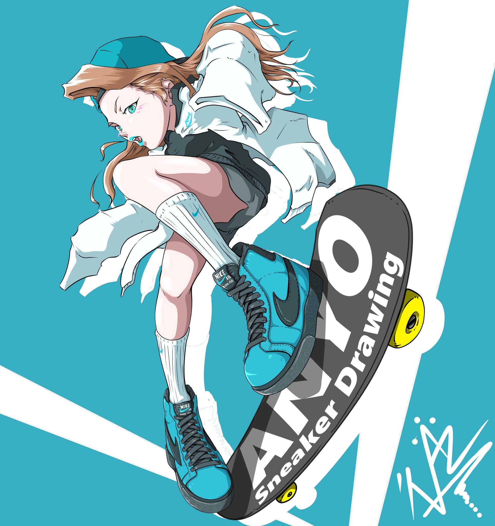 青木 伴イラストレーター ご依頼受付中 Twitter પર あんよチャン スニーカーイラスト42足目 Nike Sb Zoom Blazer Mid Baltic Blue 人気スケートシューズの新カラーはバルト海を彷彿とさせる爽快なブルー 欲しいけど発売が来年らしいので一旦イラストに