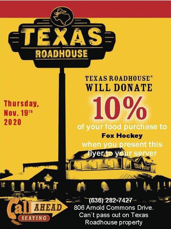 FoxHockeyFans's tweet photo. Fundraiser Night, Thursday November 19th! Make sure to tell your waiter/waitress you are here on behalf of fox hockey! #warriornation https://t.co/uZxC8xGhua