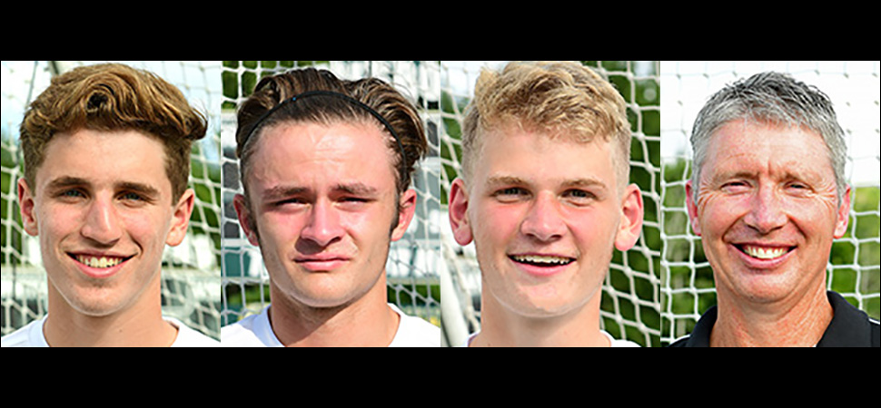 Poirier, Mann, and Singer and head coach Todd Fitch receive the top awards in NTL boys soccer on Tuesday, 11/10. bit.ly/2U9ko47