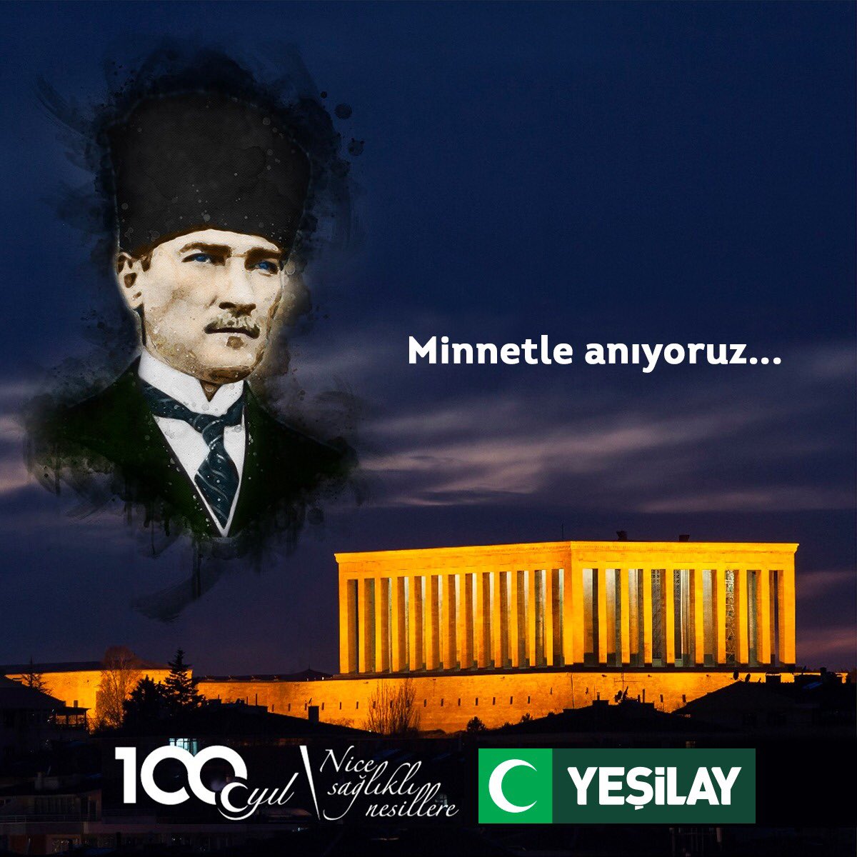 Cumhuriyetimizin kurucusu Mustafa Kemal Atatürk’ü, vefatının 82. yılında minnetle anıyoruz. #Yeşilay #10Kasım