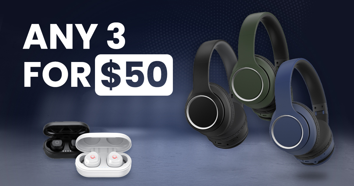 shopalphacomm's tweet photo. ❗️Audio Sale - Any 3 for $50❗️
QAir Buds wireless earbuds &amp; the NEW QVibe 200 over-the-ear headphones - mix and match any 3 for $50*! Take advantage of this limited time offer now &amp; get them in time for Black Friday!
*Terms and conditions apply https://t.co/g1uJqtsvu8