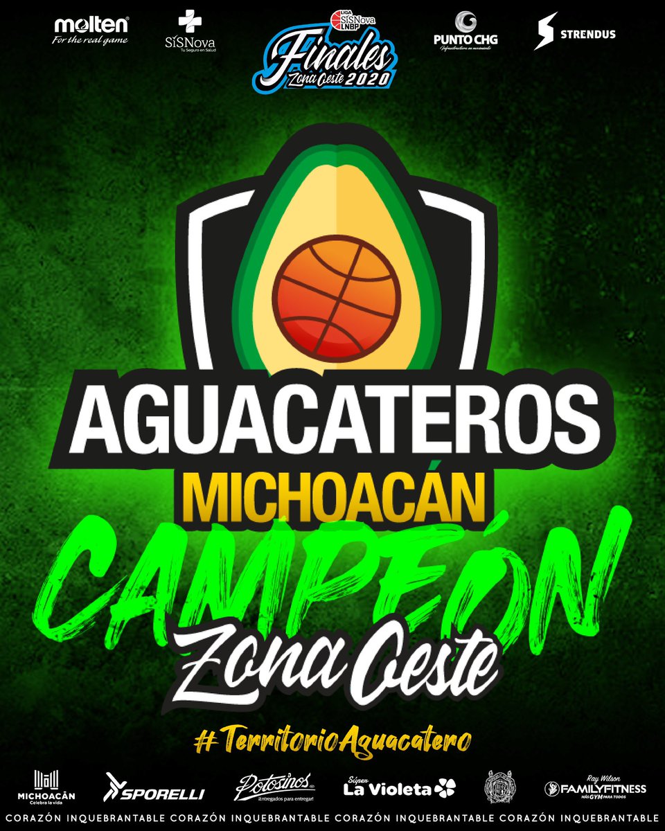 AguacaterosMich's tweet photo. ¡CAMPEONES! 🏀🔥 

De la Zona Oeste. Orgullosamente contigo y tu #CorazónInquebrantable 💚💛 siempre de nuestro lado. ¡Gracias afición! 🗣 

Ahora #VamosPorLaGloria 🙌 #TerritorioAguacatero 🥑 https://t.co/VZ6fTCEuiW