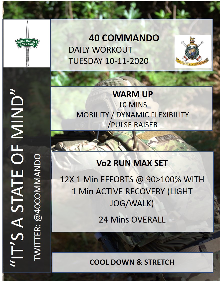 40commando's tweet image. Today's #lockdownphys is a Vo2 Max running set.

Warming up properly is always important but especially so for this one.

Enjoy!
