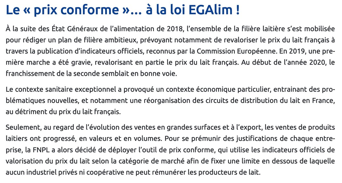 FNPLait's tweet photo. Le « prix conforme »… à la loi EGAlim !  Notre ambition est simple : faire respecter la loi ! Toute la filière est préoccupée par le renouvellement des générations, quoi de mieux qu’un prix rémunérateur pour attirer des jeunes ?
Daniel Perrin SG FNPL => https://t.co/faFUXOpmo7 https://t.co/lJTC8t666g