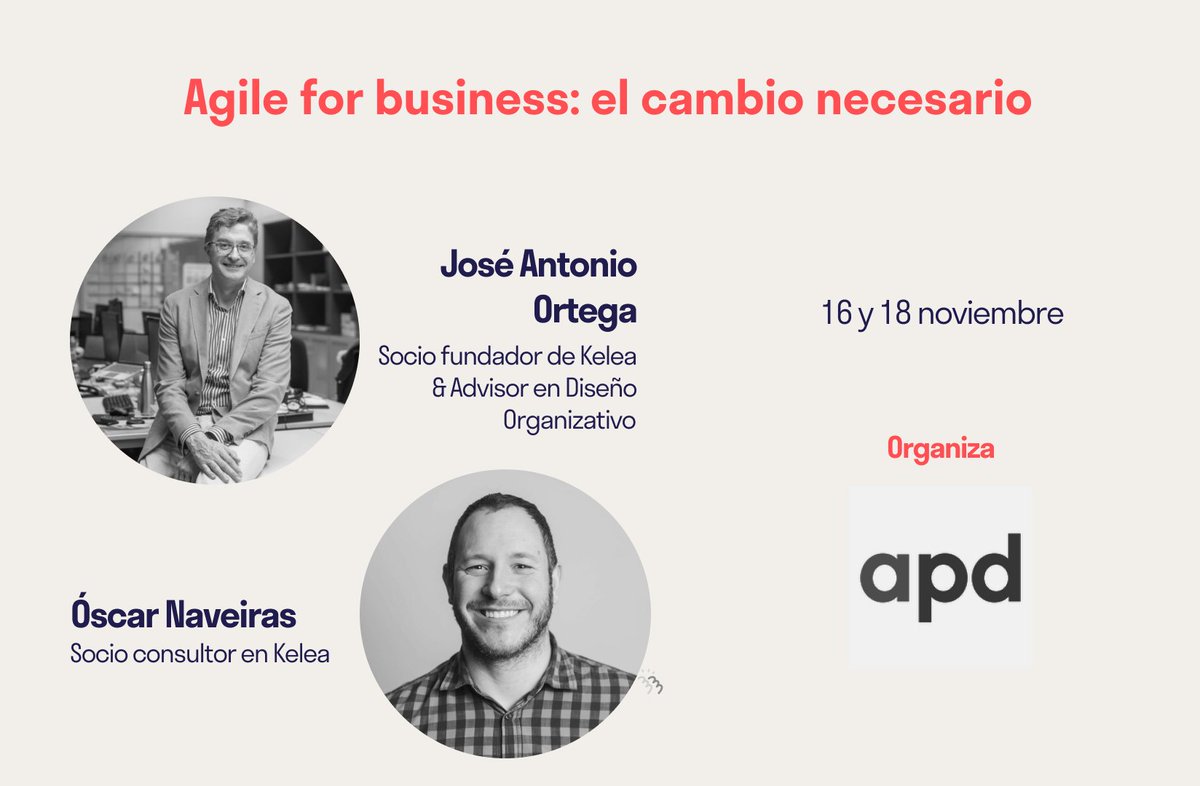 Si quieres mejorar la capacidad para liderar equipos, facilitar el cambio organizacional, que tus equipos tengan foco en el cliente, entender los marcos de trabajo ágiles Scrum y Kanban e impulsar la agilidad, ¡inscríbete! ➡️ apd.es/seminario-agil…