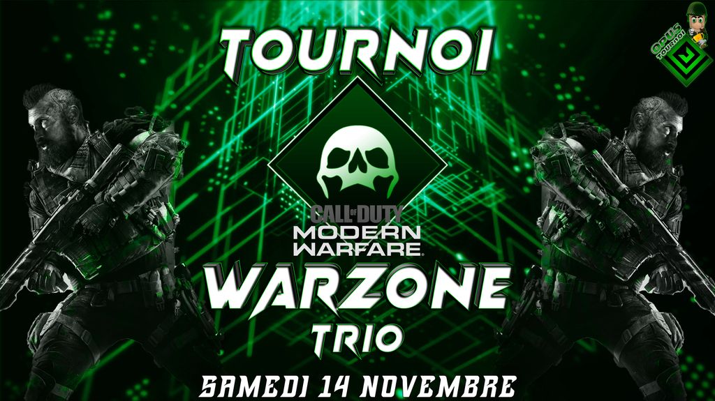 OPUS_TTV's tweet photo. Hello les gamers :) retrouvez nous pour un tournoi warzone en trio le samedi 14 novembre !
Pour s’inscrire rdv ici:
https://t.co/wxod130M15
#Callofduty #CallofdutyFR #CallOfDutyModernWarfare #warzone #Tournoi #Team #Trio #OPUSTV https://t.co/m2WFA0dKRv