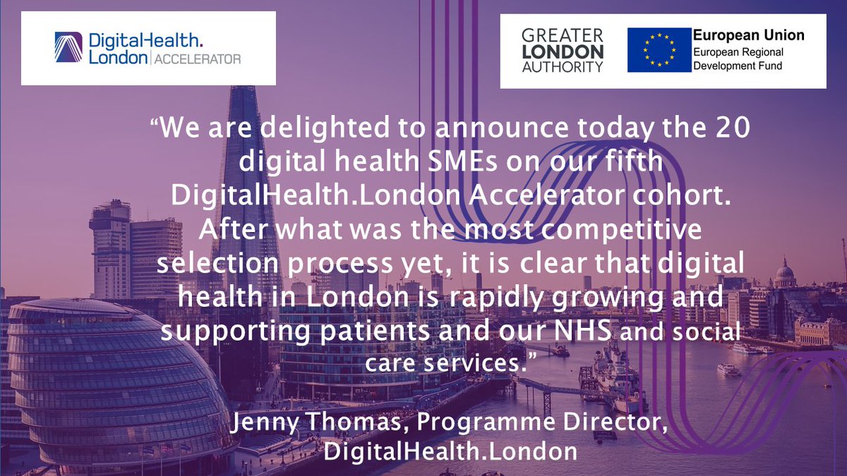 DHealthLDN's tweet photo. 🎉#DHLACCELERATOR COMPANIES ANNOUNCED🎉 We are proud to announce the latest 20 SMEs selected for our flagship Accelerator programme. Meet the #DigitalHealth innovators set to transform London's Health and Care system: https://t.co/oMVSOmaluK #HealthTech #Healthcare #NHS https://t.co/cexfJ4U7YL