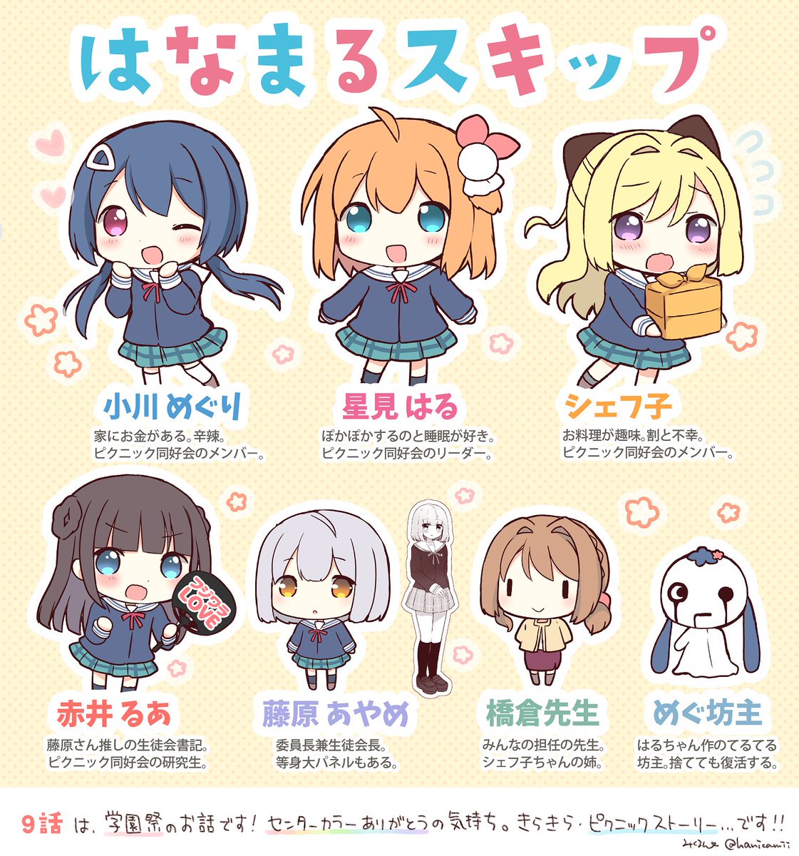 発売中のまんがタイムきらら12月号に「はなまるスキップ」9話掲載いただいてます? 今月は、ピクニック同好会が学園祭をがんばるお話です! よろしくお願いします
#はなまるスキップ https://t.co/6HnaO8MnEO 