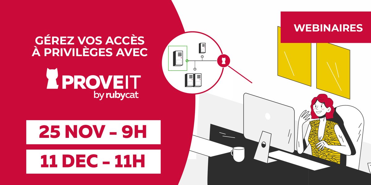 [🧑‍💻 Webinaires : Gestion des accès à privilèges ]
Vous n’étiez peut-être pas disponible pour notre dernière édition.
Voici notre calendrier des prochaines dates :
🗓 mercredi 25 novembre à 9h
🗓 vendredi 11 décembre à 11h
👉 inscrivez-vous : bit.ly/3n7CJv3