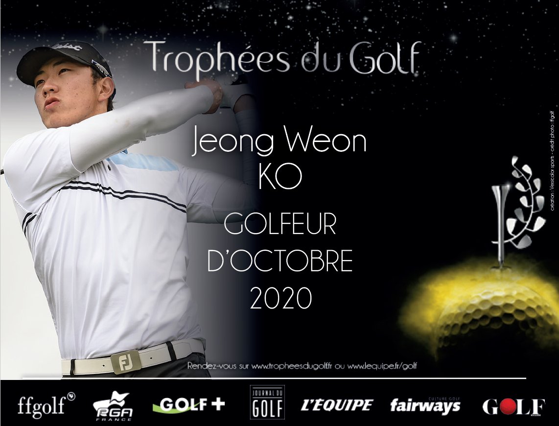 tropheesdugolf's tweet photo. Bravo @jeong1ko élu Golfeur du mois d'octobre avec 42% des 2200 votes exprimés ! #GoFrenchies 🇫🇷 #tropheesgolf https://t.co/RdxoN9snhI