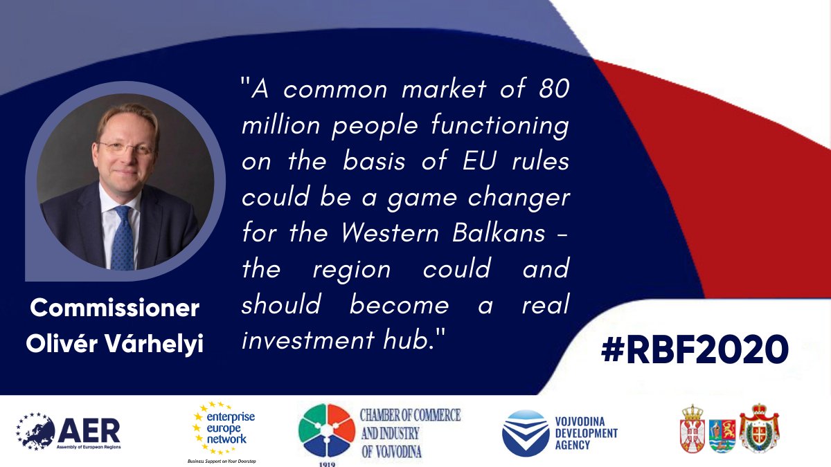 europeanregions's tweet photo. European Commissioner for Neighbourhood and Enlargement Olivér Várhelyi outlines the significant economic potential of a Western Balkan common market. #RBF2020🇪🇺🇷🇸 https://t.co/liGvHMKYjb