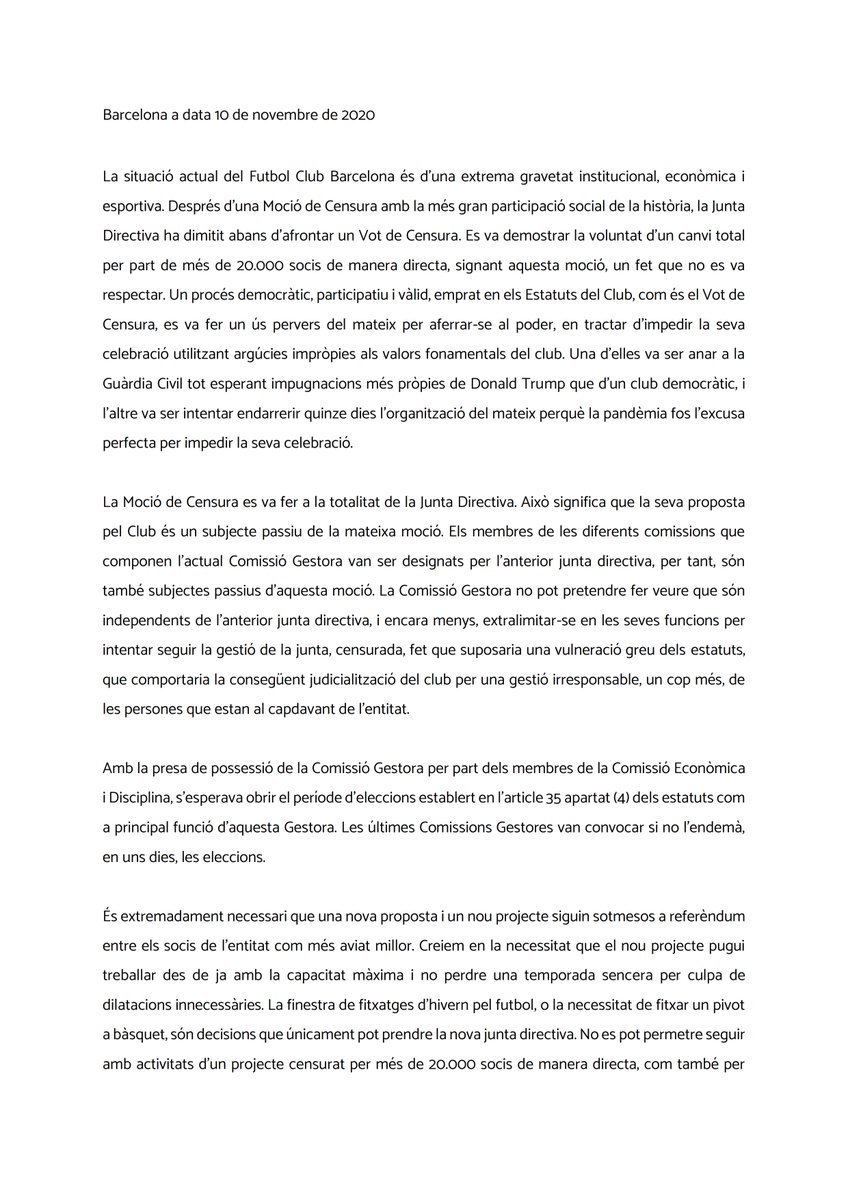 ElCorBlaugrana's tweet photo. 🔥 COMUNICAT CONJUNT

Els grups de @DignitatBlGr , @botdecensura ,@compromissaris i @ElCorBlaugrana presentem un comunicat per DEMANAR ELECCIONS "as soon as possible"

🔗Enllaç: https://t.co/mxdd3uyJXs

En Català ⬇️ https://t.co/A5Bz37XH0n