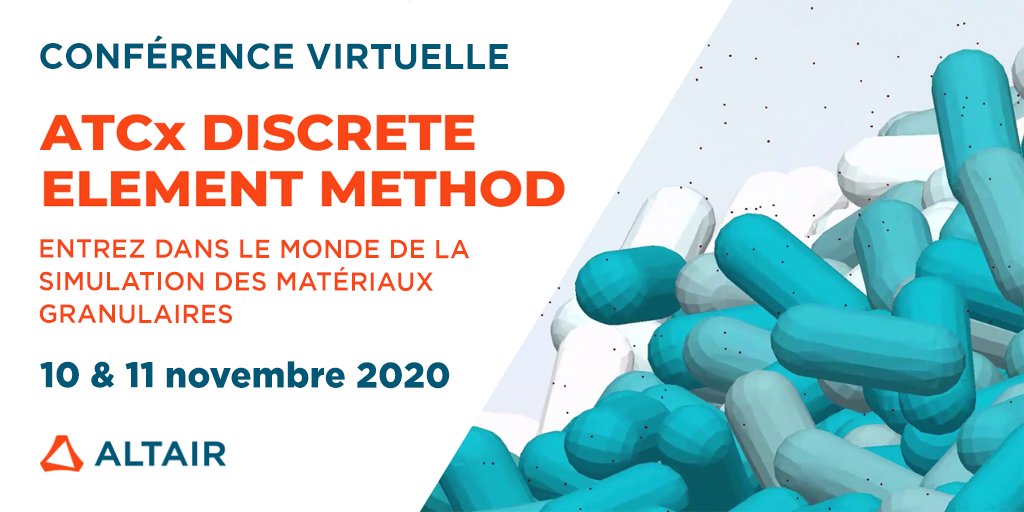 La conférence technologique Altair dédiée à la méthode des éléments discrets (DEM) a débuté 👉 web.altair.com/atcx-dem-2020