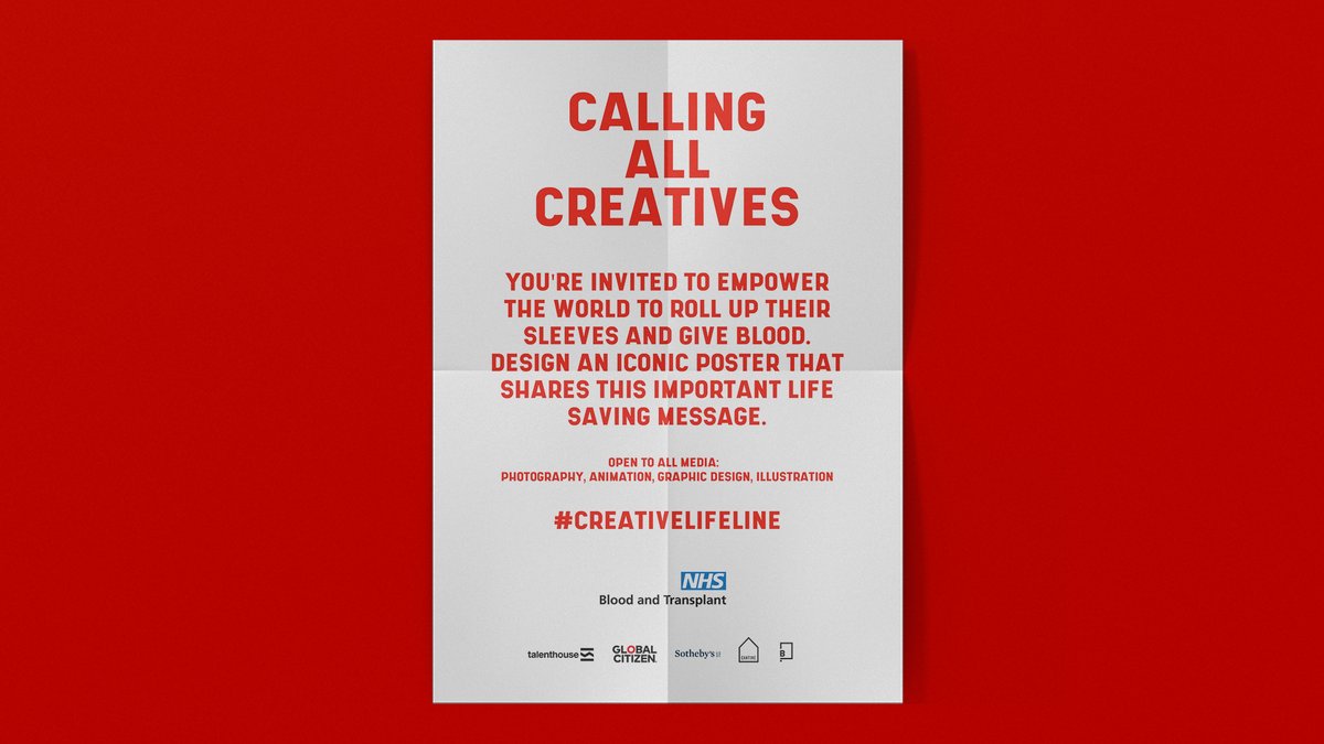GiveBloodNHS's tweet photo. Could you create artwork to inspire people to roll up their sleeves and give blood? ❣️🎨
 
Head to @Talenthouse for more info on #CreativeLifeline and the incredible prizes to be won 🙌 https://t.co/cYYp7lWlWl

@Sothebys @Glblctzn @TheCantineCo @Lbbonline https://t.co/S0x6Z6MXtP