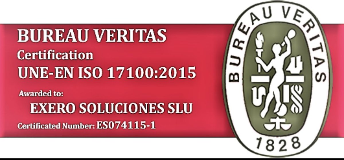 Exero Soluciones is thrilled to announce that, for the 8th year in a row, we have been awarded the internationally recognised ISO 17100 certification for our commitment to translation quality!