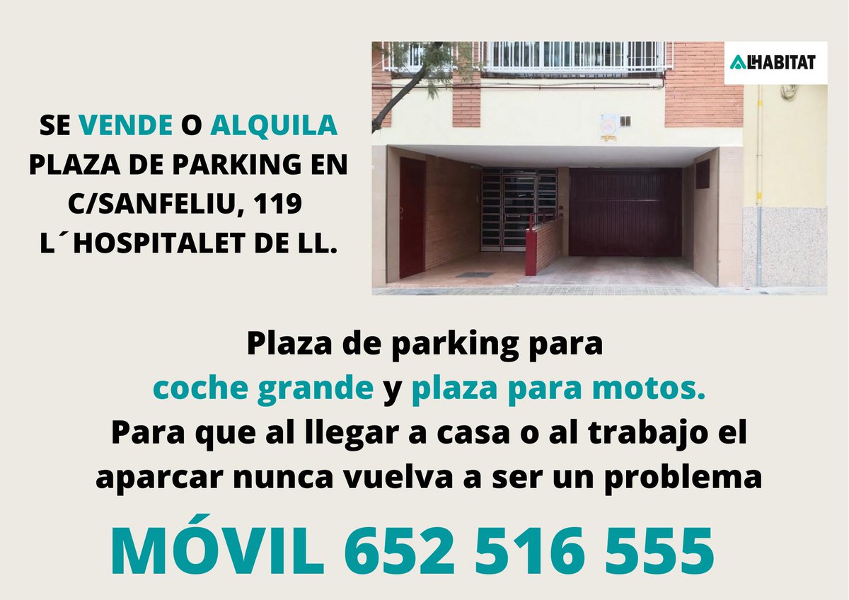 ¿Estás en busca de un parking por el barrio de Sant Feliu?
No te lo pienses más, puedes visitarlo llamando al número de teléfono 652516555. Te esperamos!
<a href="/apicatalunya/">API Catalunya</a> <a href="/APIasociacion/">Asociación Api-cultura</a> <a href="/LHabitat_/">L’Habitat_inmuebles</a> @LHABITAT_INMUEBLES @LHabitat_inmuebles