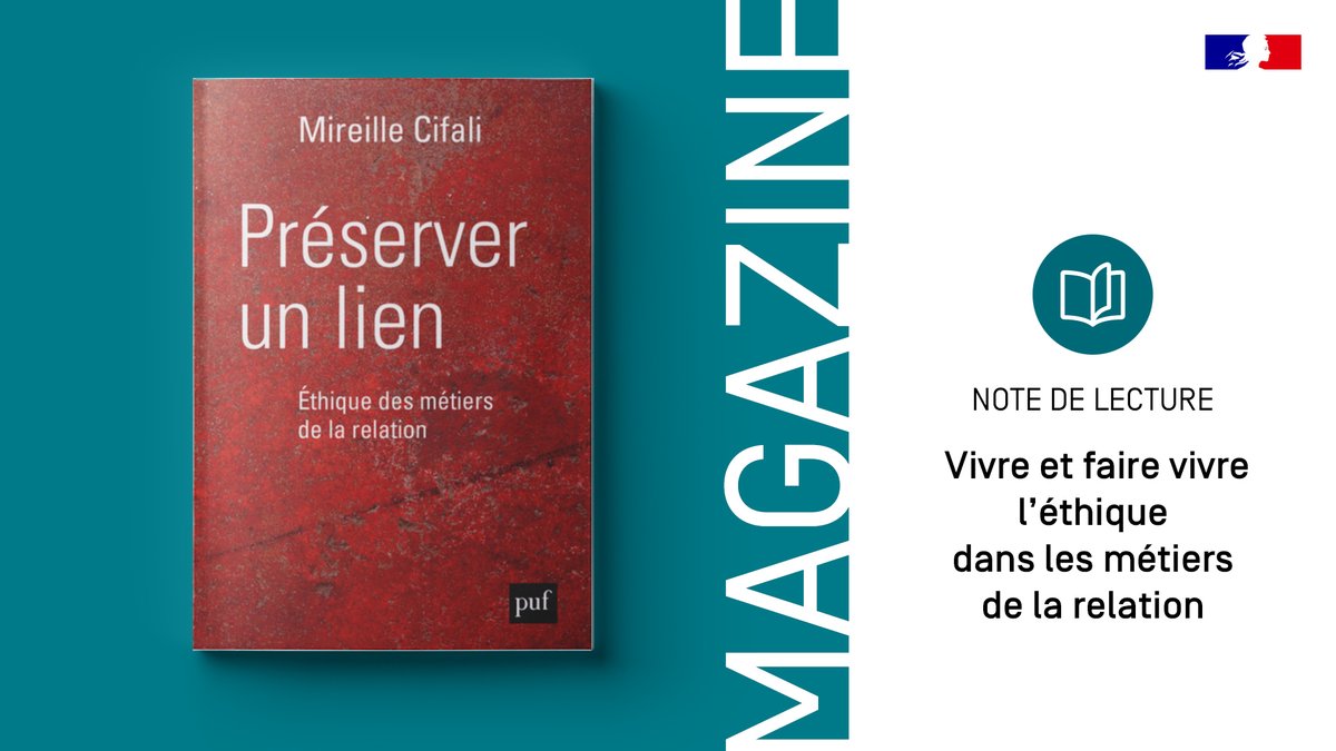reseau_canope's tweet photo. 📌[#VendrediLecture] Disponible dès maintenant dans #LeMagazine : une note de lecture sur l'ouvrage captivant de Mireille Cifali "Préserver un lien. Éthique des métiers de la relation"
📖 https://t.co/QeG5Mcdhy3 https://t.co/QCVmqYfH92