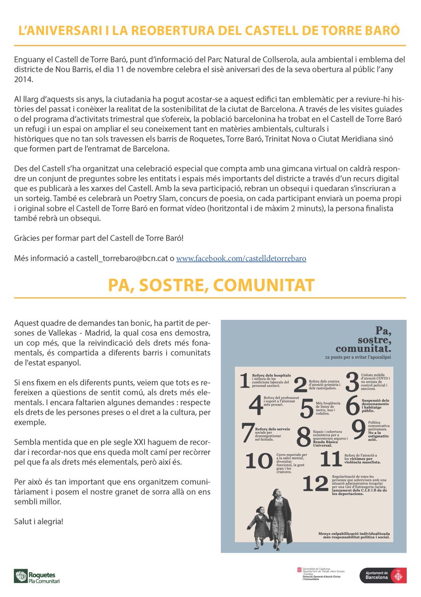 pcroquetes's tweet photo. Us compartim el butlletí #MESaMES de novembre, amb noves iniciatives i reivindicacions col·lectives. Bona lectura i no oblideu compartir-ho a través de les vostres xarxes socials! https://t.co/iu76kIdAK5
