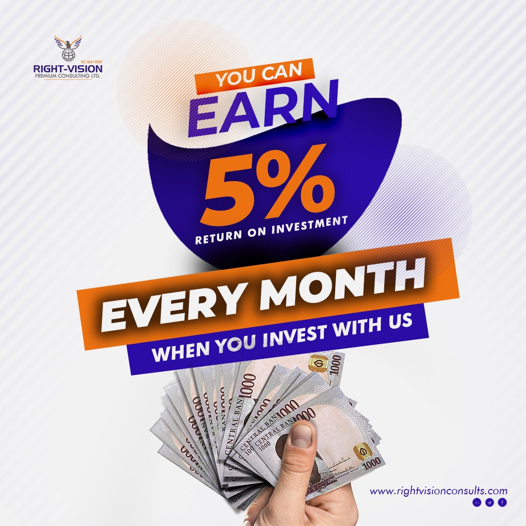 PremiumRight's tweet photo. Earn 5% ROI every month when you invest with us. For enquiries, call 08112802084 or visit https://t.co/sh8gJ0mTc6 to learn more. https://t.co/c0awXgXXse
