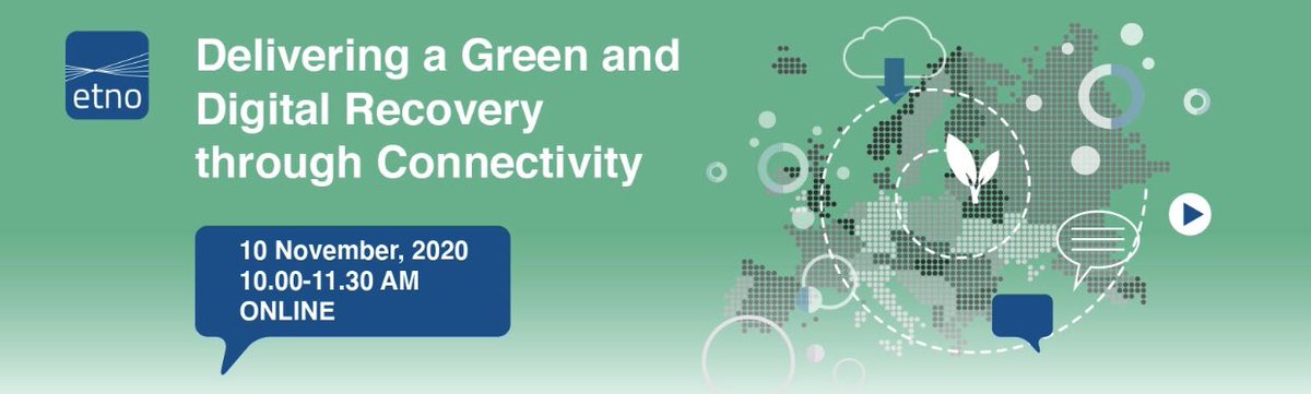 NoveBrussels's tweet photo. Interested in the #telco sector's role in #GreenDigitalRecovery? Join @ETNOAssociation webinar now and discuss #EUGreenDeal now and discuss this with policymakers &amp; industry https://t.co/SbEITe8zJe https://t.co/2ZxVw3NK0T