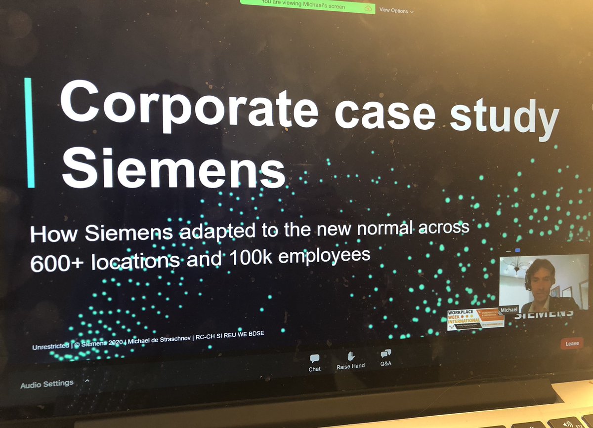 WorkplaceWeek20's tweet photo. Day 2 & we’re LIVE from Switzerland with Michael de Straschnov, Head of Business Development @Siemens who is revealing the innovative systems & smart infrastructure in place at #Siemens globally to support new ways of working #workplaceweek #innovation #transformation https://t.co/R40laLmJ0v