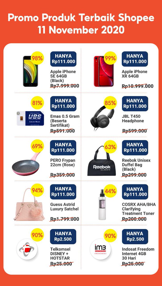 pewe_de's tweet photo. Halo teman-teman... mau ngasih bocoran nih di shopee bakal ada flash sale produk-produk yang harganya jadi murmer alias murah meriaaaaah! Kalian yang suka beli produk flash sale nih jangan sampe kelewatan. Promo mulai tanggal 11 November jam 00.00 di shopee katanya. Kuyy cek : https://t.co/eVAddJe2qo