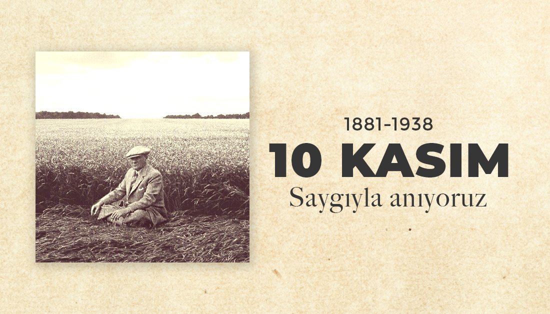 Cumhuriyetimizin temellerini atan ve ulusuna bağımsızlığını miras bırakan Ulu Önder Mustafa Kemal Atatürk'ü saygıyla anıyoruz. 

#10Kasım #Hatırlayacağız