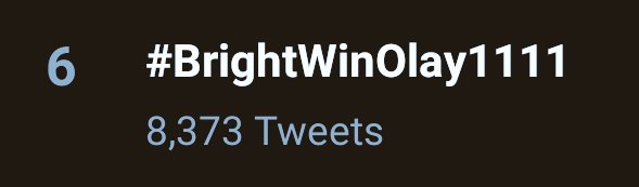 #BrightWinOlay1111 is now trending 6th Nationwide!
