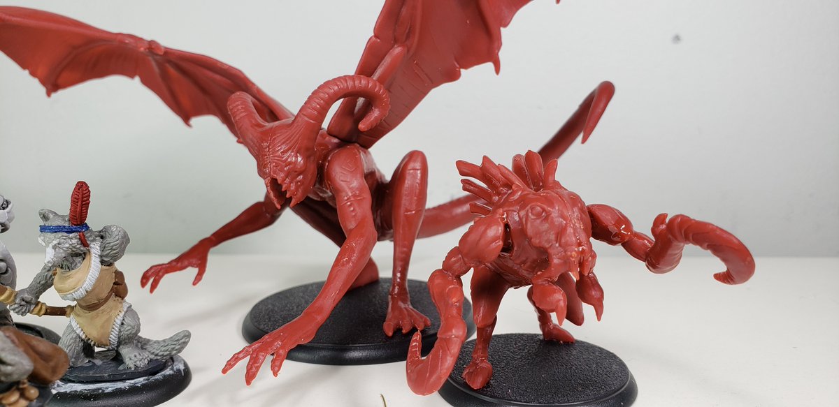 PodcastIndi's tweet image. I was a bit all over tonight for hobby night. Finished up building nasty creatures from Shadows of Brimstone and working on fantasy critters from Burows &amp;amp; Badgers, but one is done painting. ~Eric🛸
