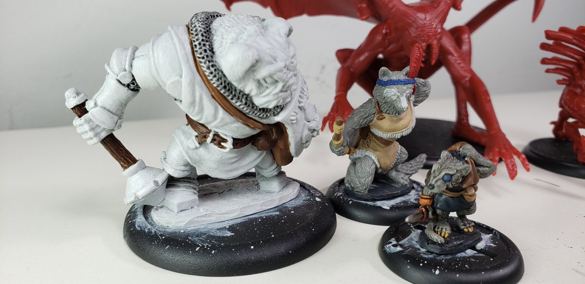 PodcastIndi's tweet image. I was a bit all over tonight for hobby night. Finished up building nasty creatures from Shadows of Brimstone and working on fantasy critters from Burows &amp;amp; Badgers, but one is done painting. ~Eric🛸