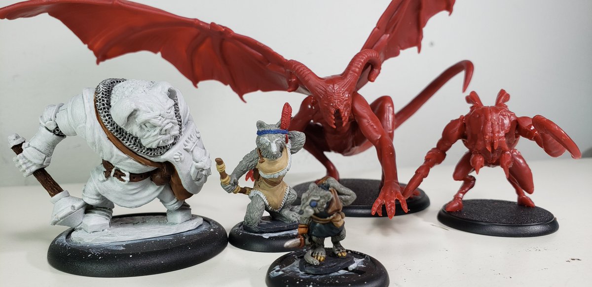 PodcastIndi's tweet image. I was a bit all over tonight for hobby night. Finished up building nasty creatures from Shadows of Brimstone and working on fantasy critters from Burows &amp;amp; Badgers, but one is done painting. ~Eric🛸