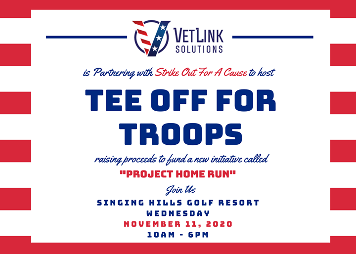 vetlinksolution's tweet photo. Join us on Veteran’s Day at the "Tee Off for Troops" Charity Golf Tournament as we support #strikeoutforacause and their mission to support military personal and their families! https://t.co/G4EMkh7ub3 https://t.co/xNGqe4Oei5