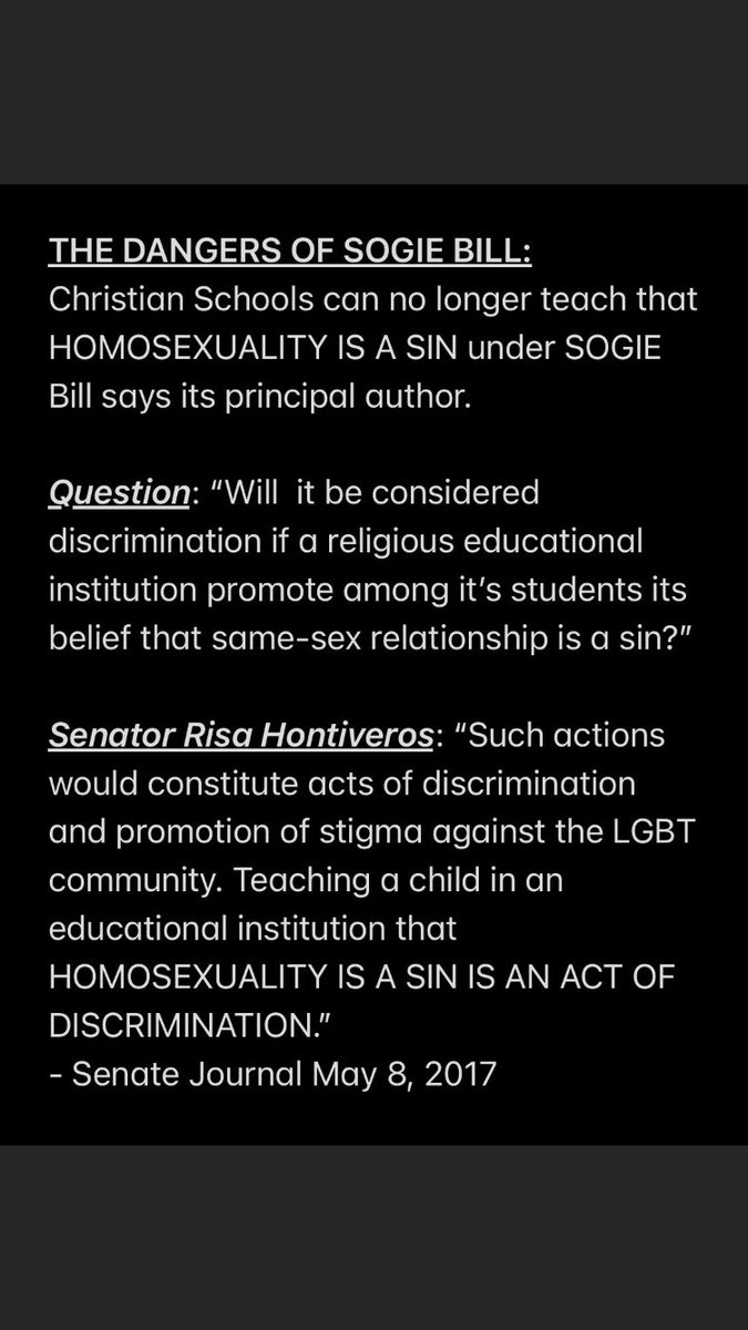 BearersLegacy's tweet photo. Dito palang makikita mo nang MAY MALI sa pinaglalaban nila. Superiority ang gusto hindi equality. #NoToSOGIE #NoToSogieBill Shoutout mga hashtag users #PassADBNow #YESToSOGIEBill #SOGIEEqualityNow look how discriminatory sogie itself. (c) Stanley Clyde Flores https://t.co/pcbkqXVWzS