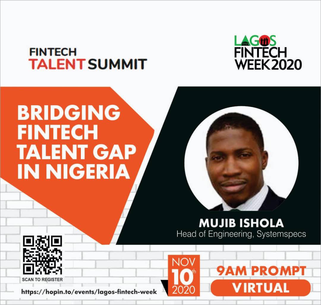 SystemSpecsNig's tweet photo. Join us at the Virtual edition of Lagos Fintech Week starting today. Mujib Ishola, our Head of Engineering would be speaking on the topic “Bridging Fintech Talent Gap in Nigeria”. 

Register here : https://t.co/7YE8P9rcrM

#LagosFintechWeek #LFW https://t.co/QlxFQFuTCK