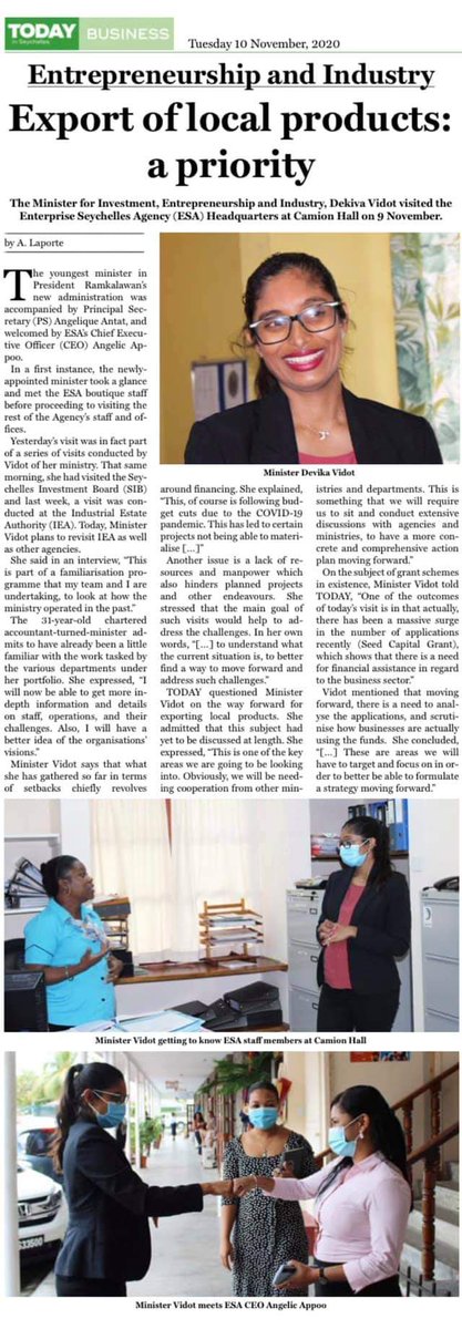 EIDSeychelles's tweet photo. @TodayInSey  @SeychellesNati1 COVERS NEW MINISTER’S VISITS https://t.co/yQX0qmHWRT