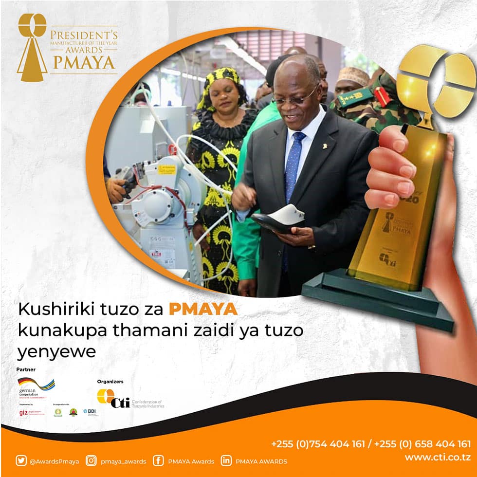 AwardsPmaya's tweet photo. Kushiriki tuzo za PMAYA kutakusaidia kujua mwenendo wa biashara yako.
Mchakato wa maombi kuingia katika kushindania Tuzo hizi za mzalishaji bora wa bidhaa za kiwandani unaweza kukupa tathmini ya haraka katika biashara yako, utakaokusaidia kuweza kujilinganisha na washindani wako https://t.co/KbQQ9aaaeH