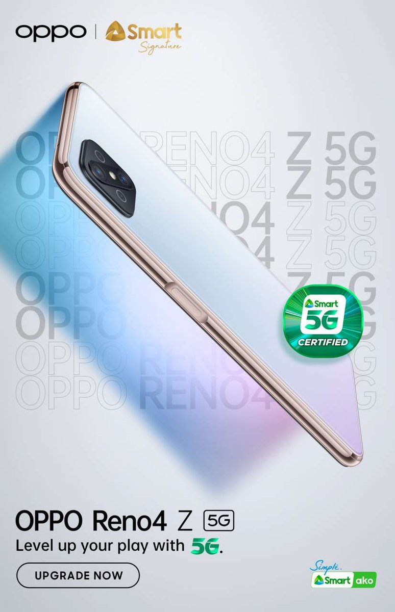 OPPOPhilippines's tweet photo. With the new OPPO Reno4 Z 5G, nothing can stop you from leveling up your game!
YOURS at Php 1,599 per month with Php 3,520 one-time cash-out. Just visit the nearest SMART stores in your area or visit https://t.co/HHRIb72NPO
#OPPOReno4Z5G #OPPOxSMART #ClearlyTheBestYou https://t.co/jeLkQEIK8j