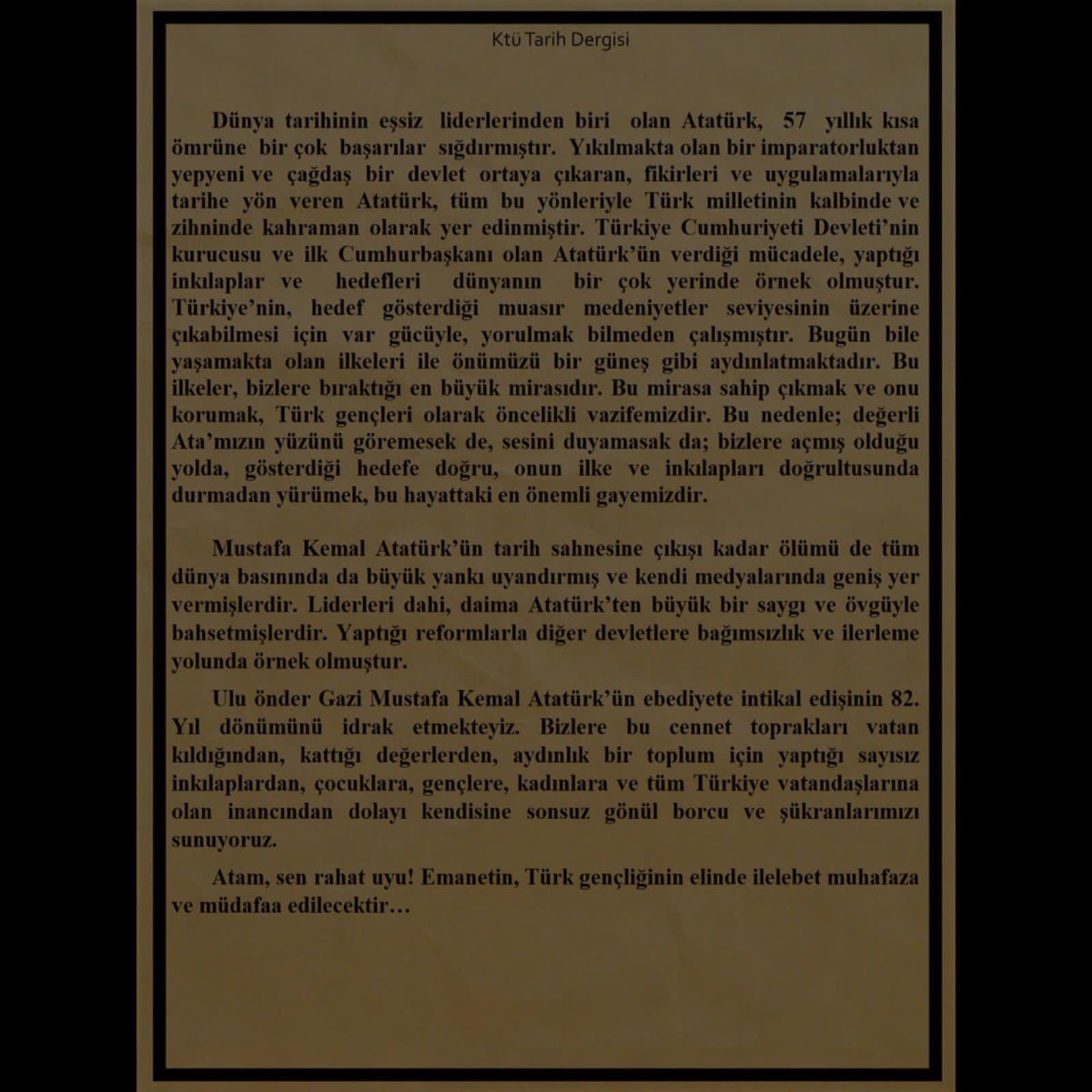 kxkskcjsjxnd's tweet photo. Ulu Önder Gazi Mustafa Kemal Atatürk’ün ebediyete intikalinin 82.yılında sevgi, saygı ve derin bir özlemle anıyoruz. https://t.co/yDhGO1BuX8
